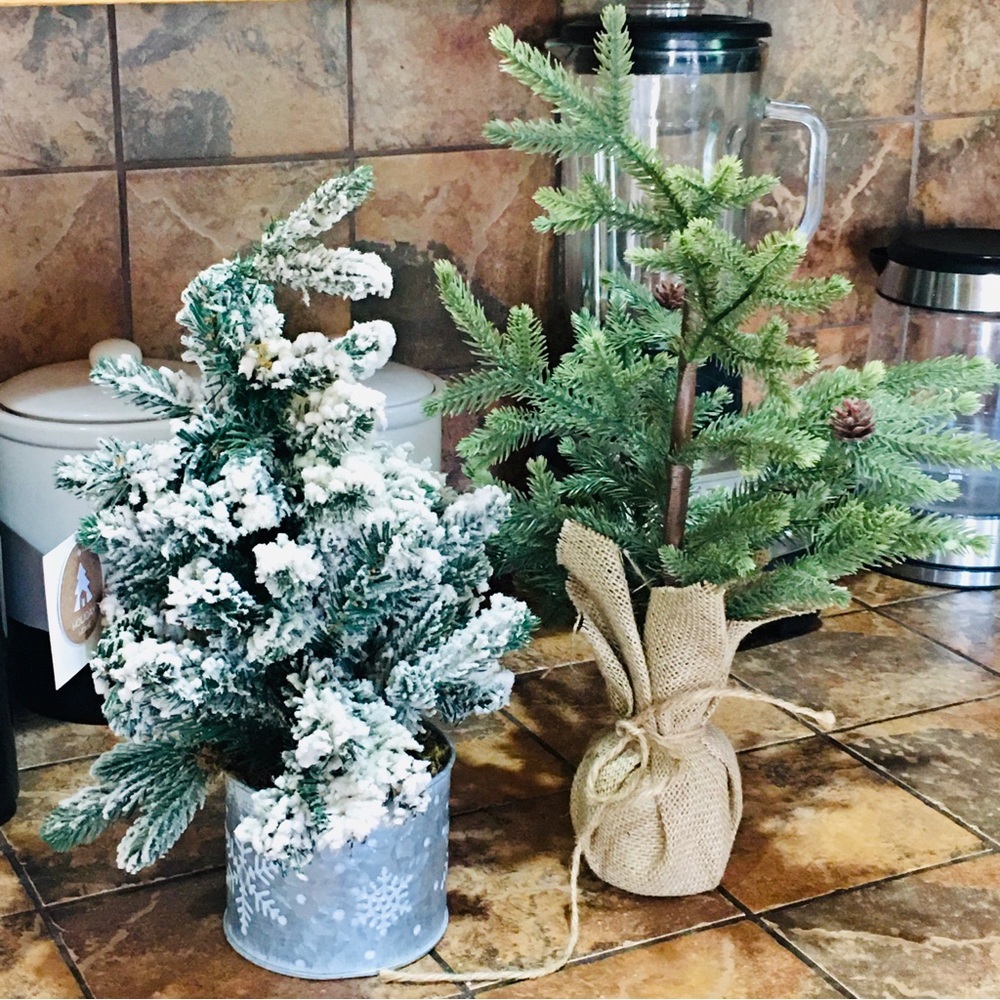 Christmas Trees winter home decor burlap frosted w farmhouse country cottage